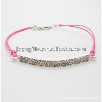 Diamante alloy woven bracelet with rose wire